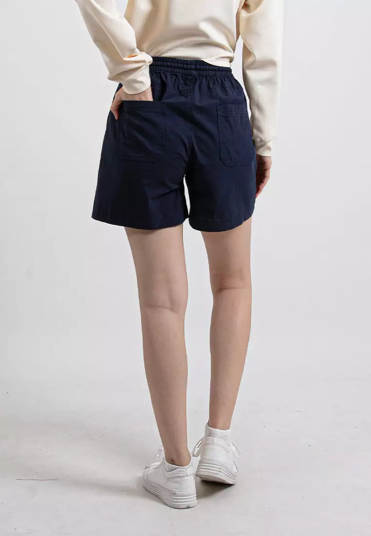 Forest Ladies Casual Cotton Short Pants Women Plain Drawstring Shorts - 865108-33Navy
