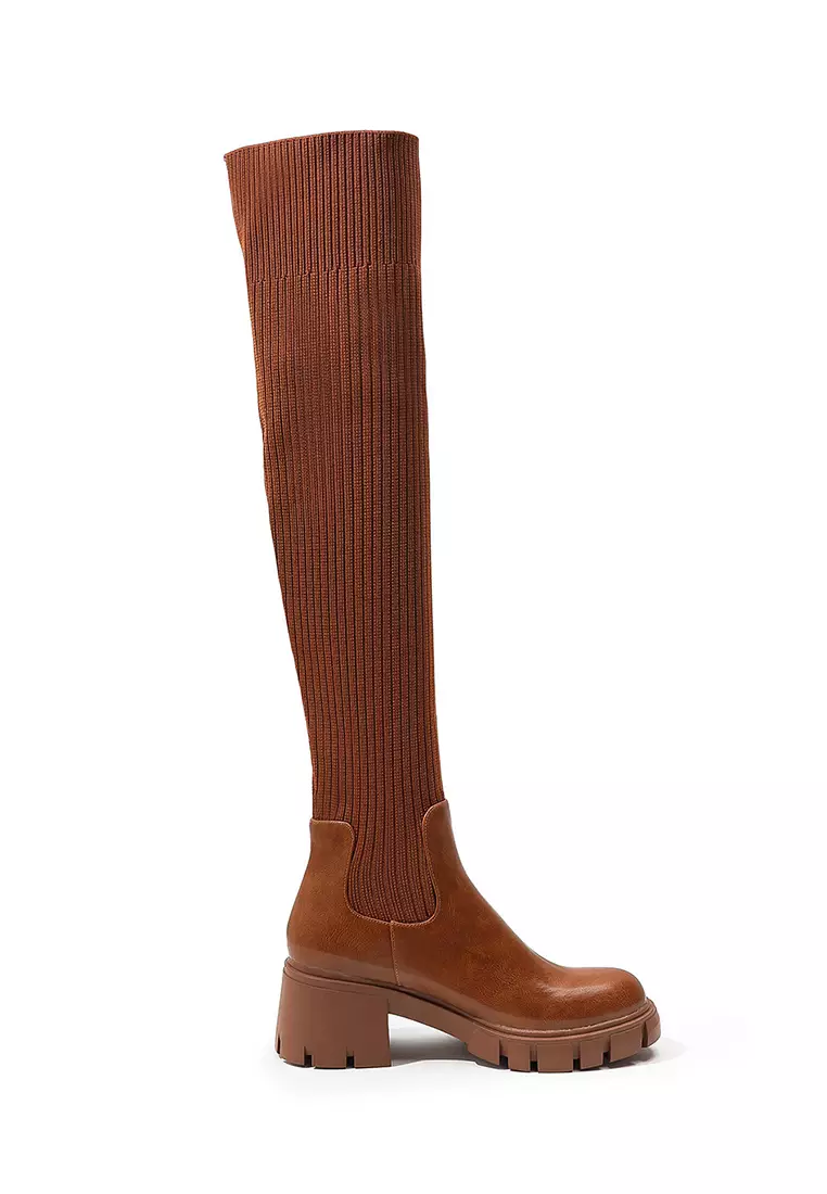 Elastic shop knee boots