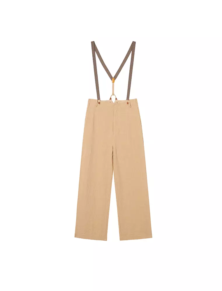Eco-Friendly Loose Everyday Casual Overalls Straight-Leg Long Pants