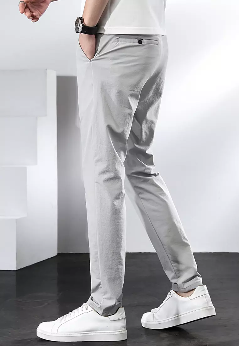 彈性腰圍修腳西褲