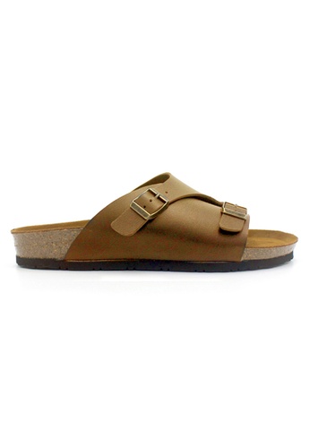 SoleSimple brown Jersey - Camel Leather Sandals & Flip Flops 39094SH1CC933AGS_1