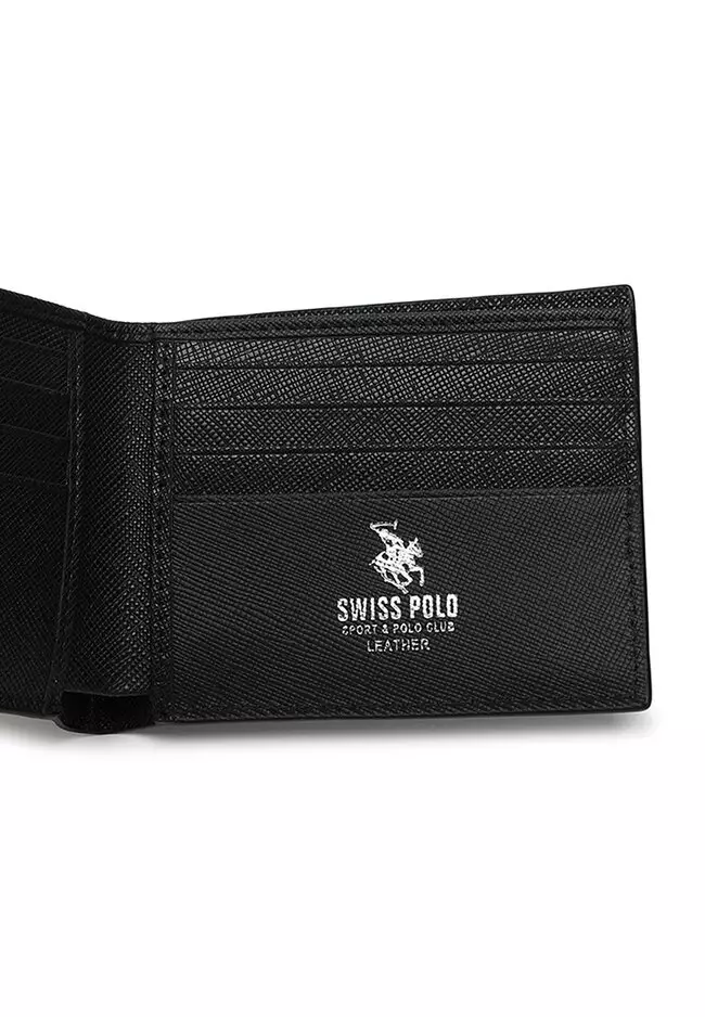 Genuine Leather RFID Short Wallet - Black