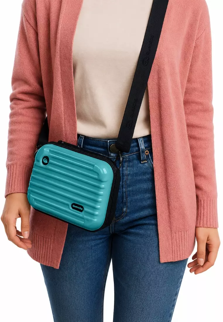 Double Layer Sling Bag 7-Inch Hard Shell Travel Organizer - Twilight Teal