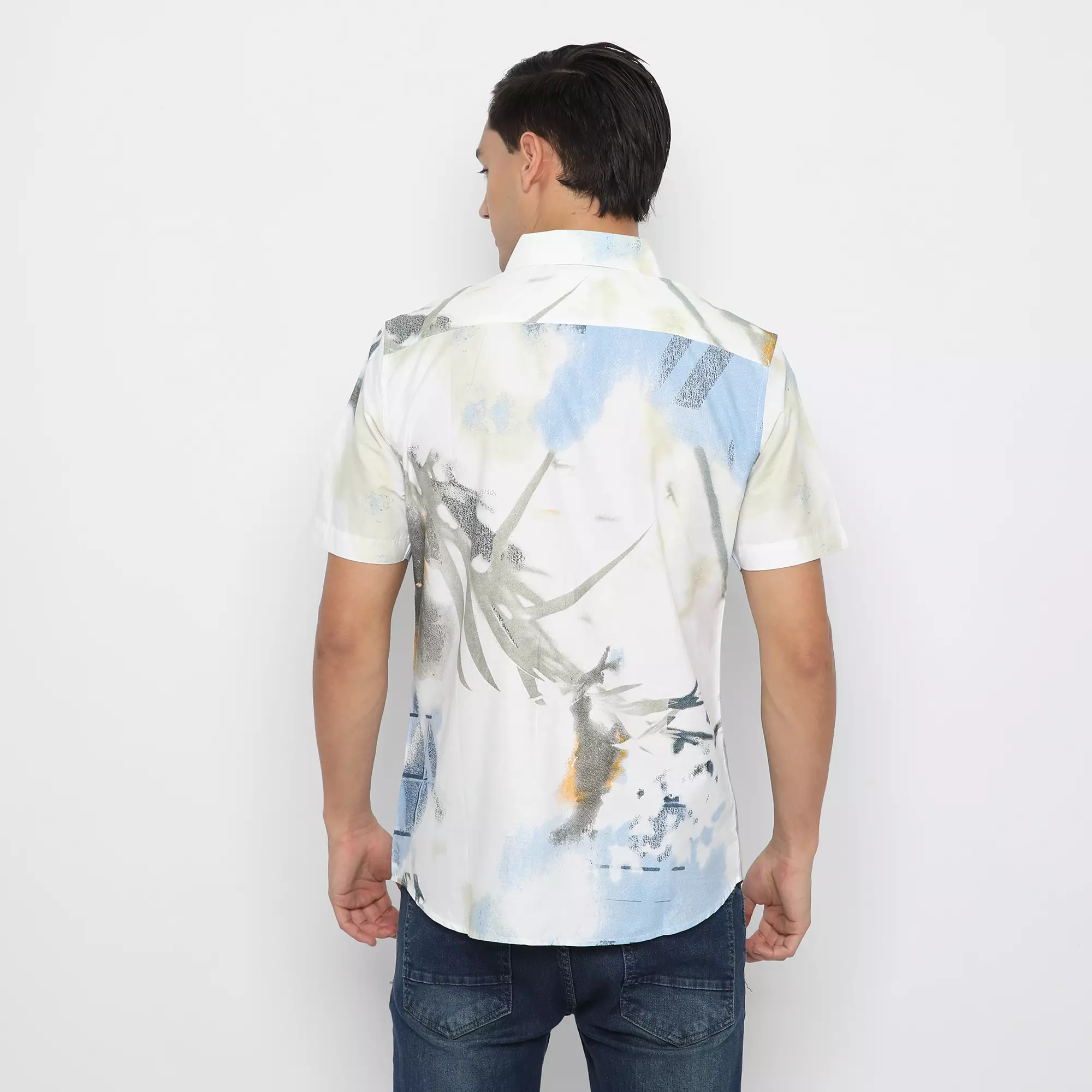 Platini Kemeja Motif Pria Lengan Pendek Katun 73261 BIRU