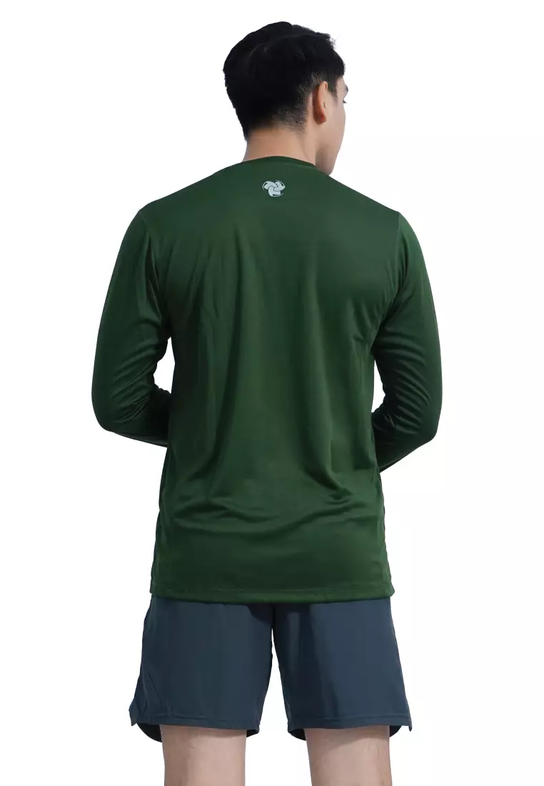 Tiento Kaos Running Dry Fit Lengan Panjang Baju Olahraga Pria Lari Gym Fitness Army