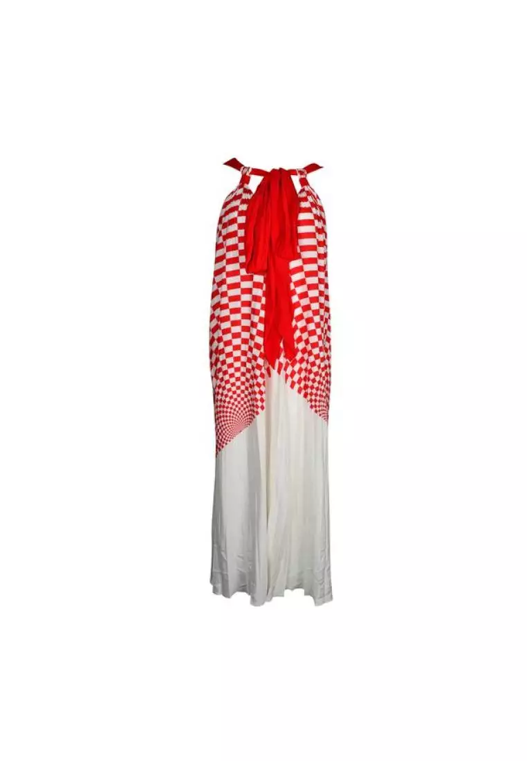 White and red long on sale dress