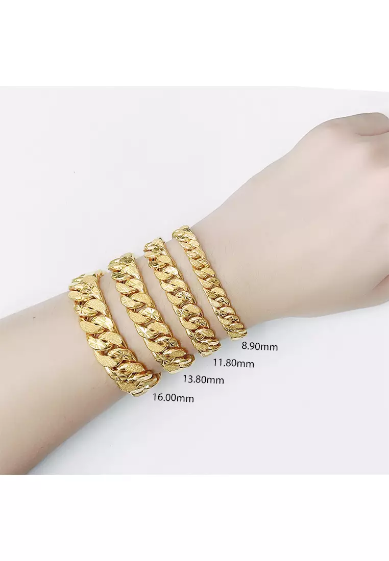 916/22K Gold Hollow Sand Curb Bracelet T012 (13.80MM)