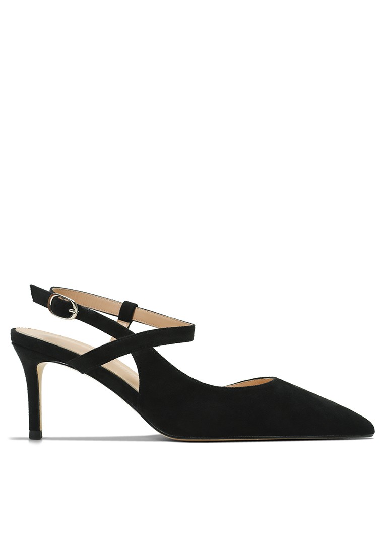 6CM Suede Pointed Slingback Mid Heels HZL279-1