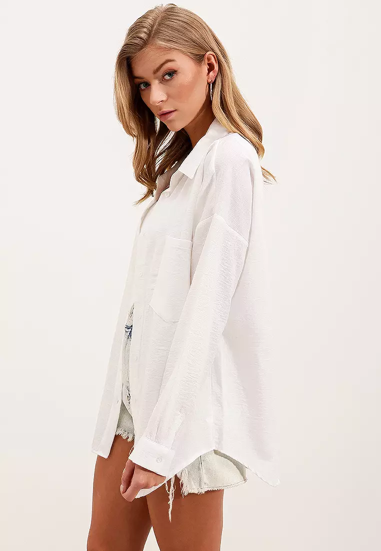 Single Pocket Oversize Linen Shirt