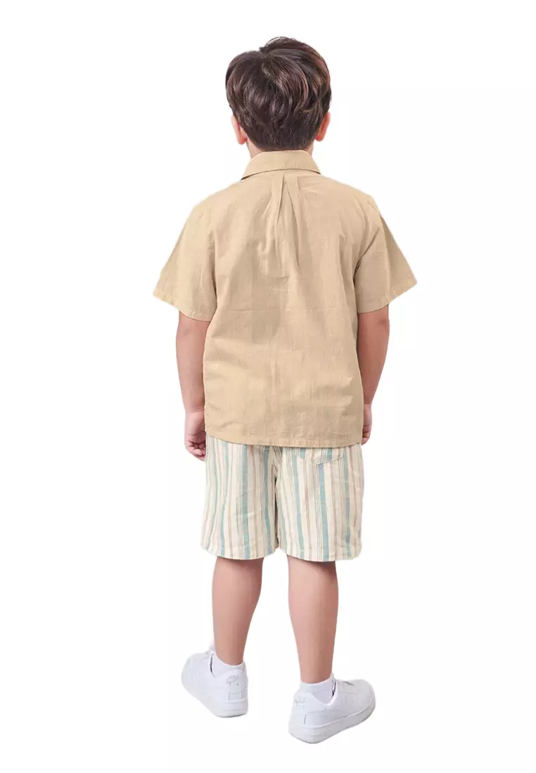 August Striped Pull-On Shorts With Drawstring