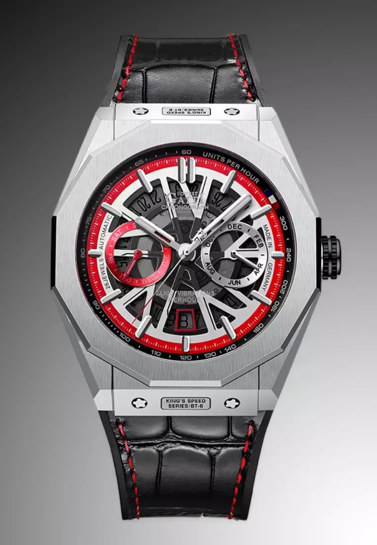 Automatic Unisex Stainless Steel Watch, Leather Strap