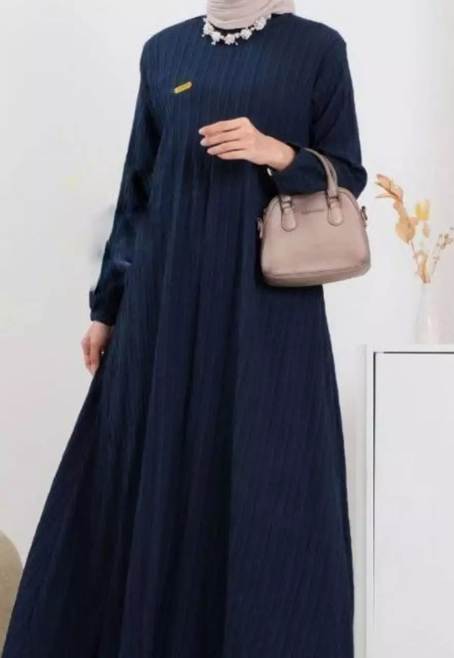 Vika Navy Dress Premium | Long Dress | Gamis Modern Premium JLAN