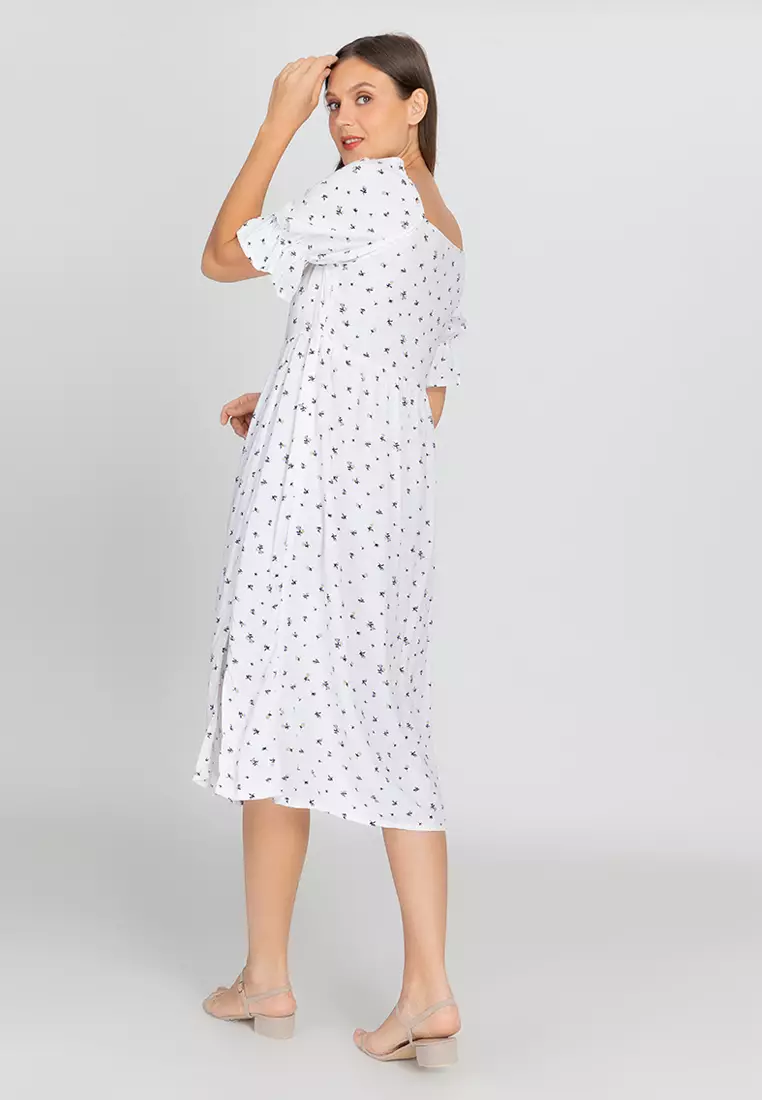 Brava Square Neck High Slit Dress