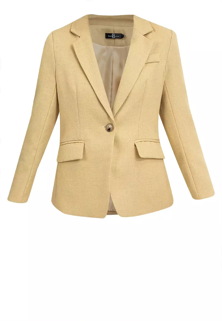Single Button Textured Blazer