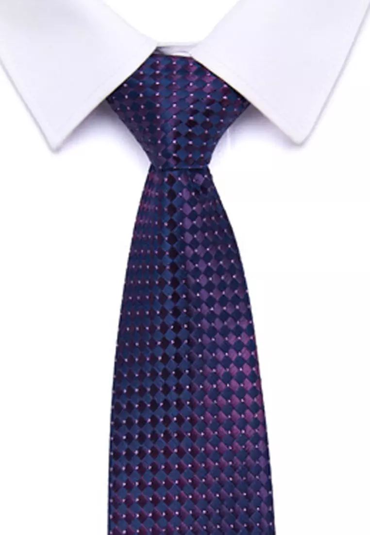 Purple Tie, Pocket Square, Cufflinks, Tie Clip 4 Pieces Gift Set KCBT2242