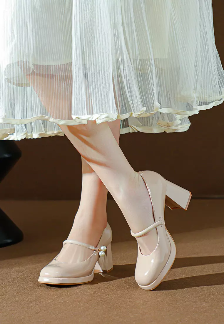 7CM Pearl Strap Mary Jane Shoes BY2465-22