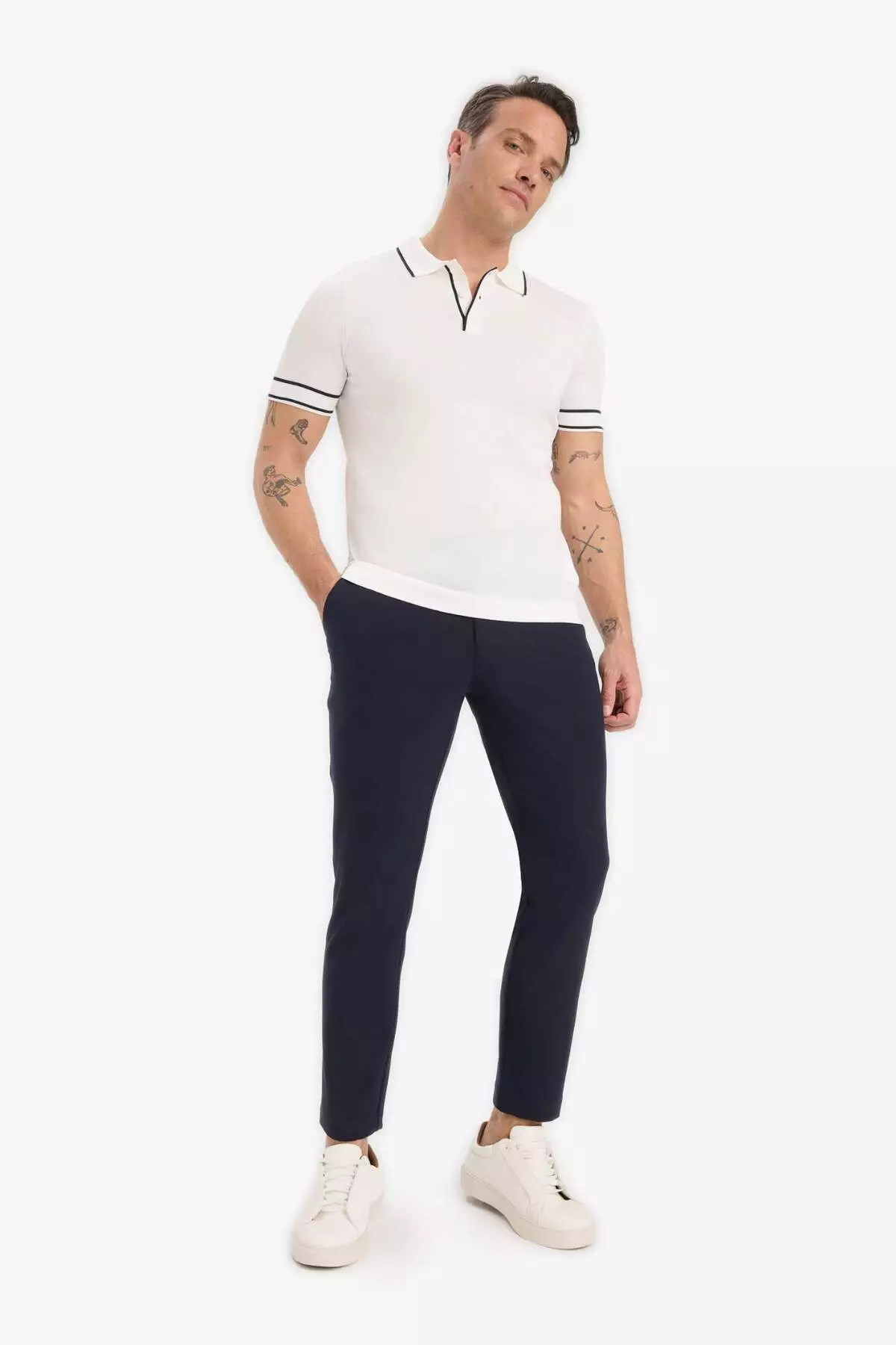 Standard Fit Polo Neck Knitwear Short Sleeve T-Shirt E3251Ax25Sm