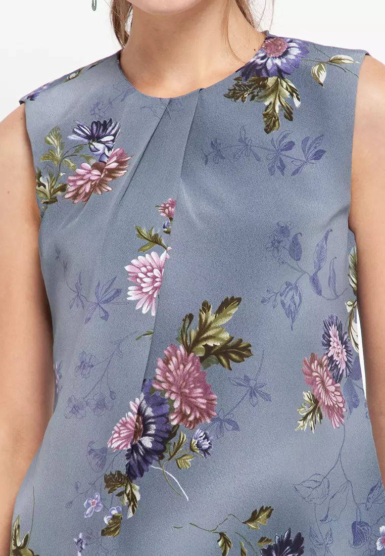 Gia Blouse In Dark Grey Print