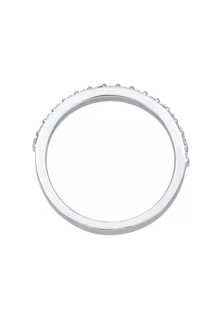 Cincin Perhiasan Perak 925 Wanita Band Memoire Elegant Crystals