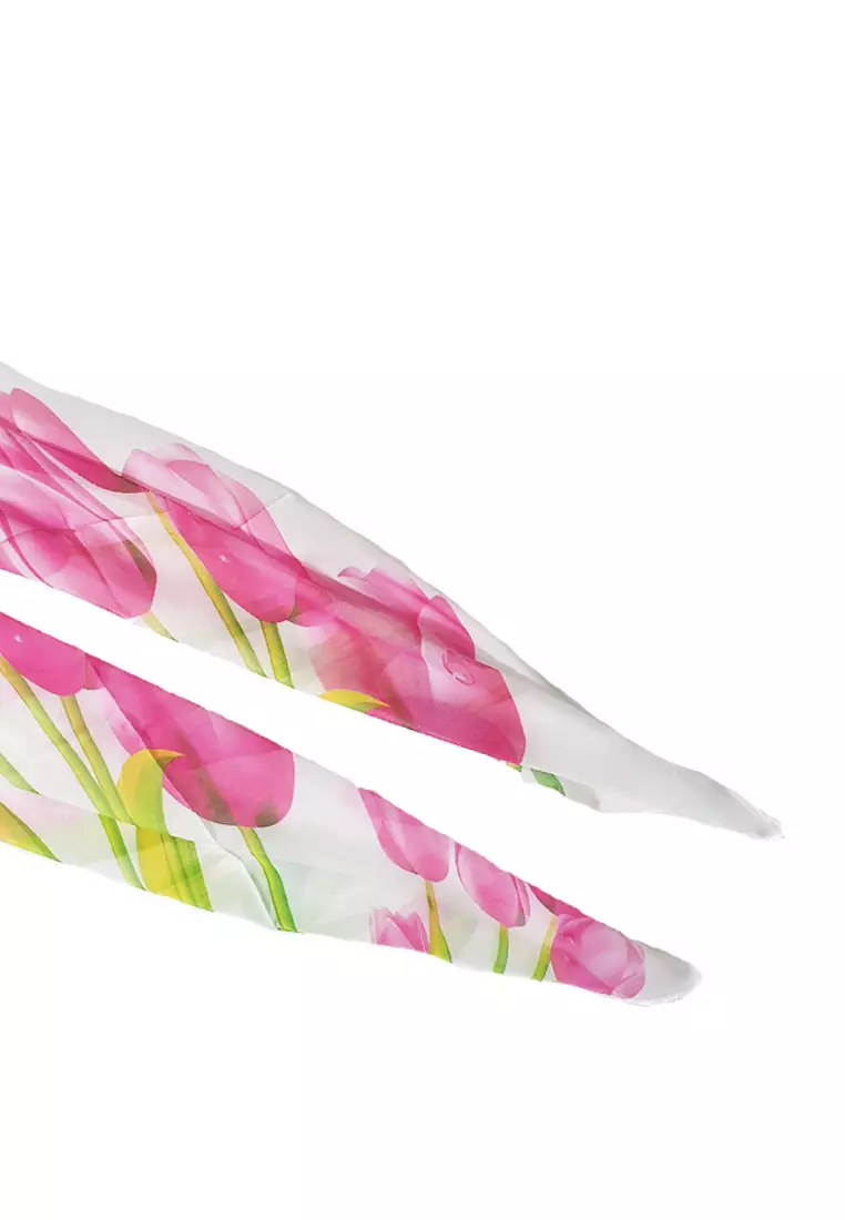 Water Lotus Silk-Feel Scarf White