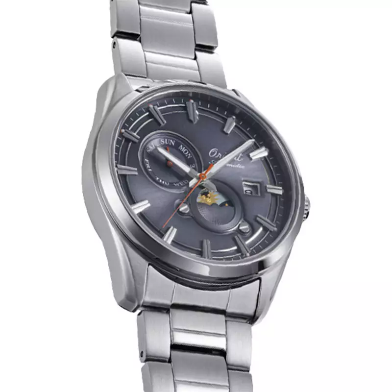 Jam Tangan Pria Orient Contemporary RA-AK0311N 75th Anniversary Stretto Sun and Moon Metal Strap Limited Edition