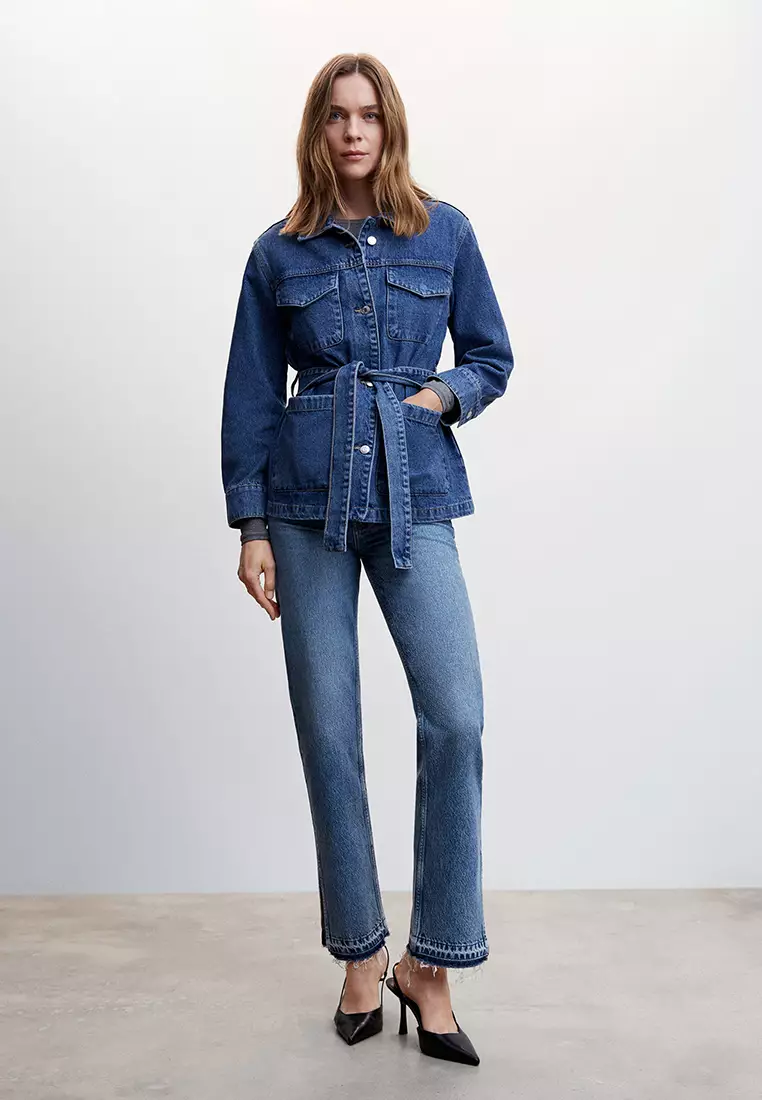 High-Rise Straight Jeans With Slits