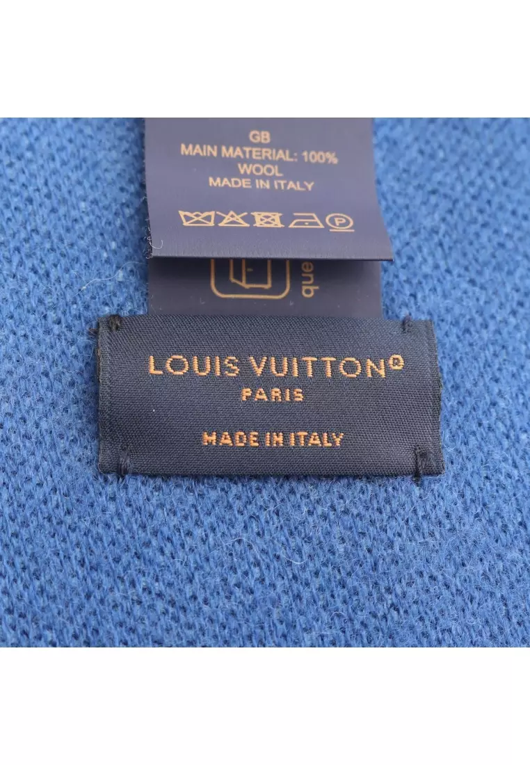 Pre-Loved Louis Vuitton All About monogram gradient Scarf wool Dark gray blue