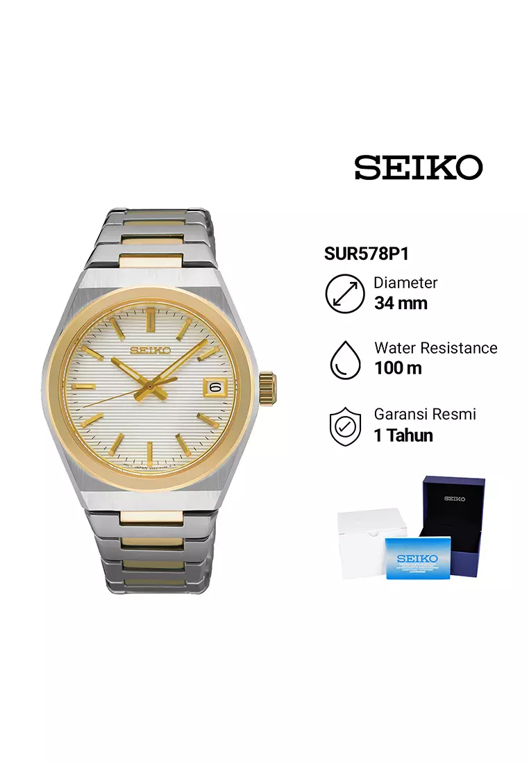 Seiko SUR578P1 - Jam Tangan Analog Wanita - Silver Dial Dual Tone Stainless Steel