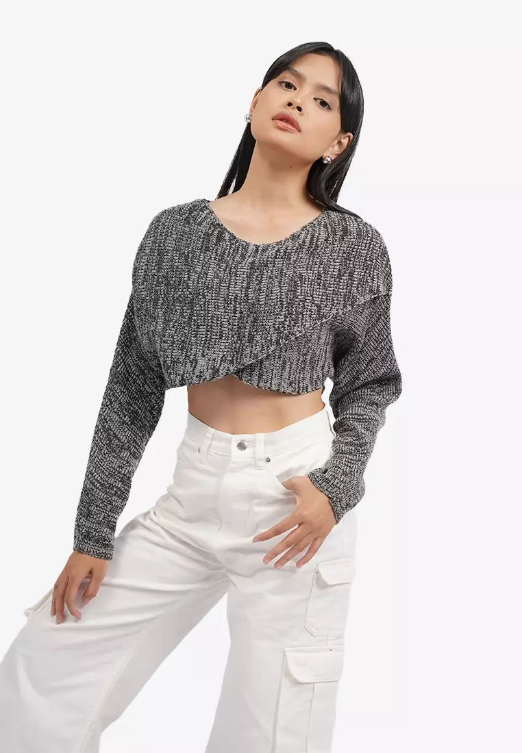 Overlap Long Sleeve Knit Top