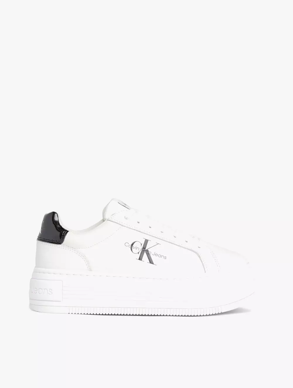 CALVIN KLEIN FOOTWEAR - BOLD PLATF LOW LACE LEATHER PLATFORM TRAINER - White - white