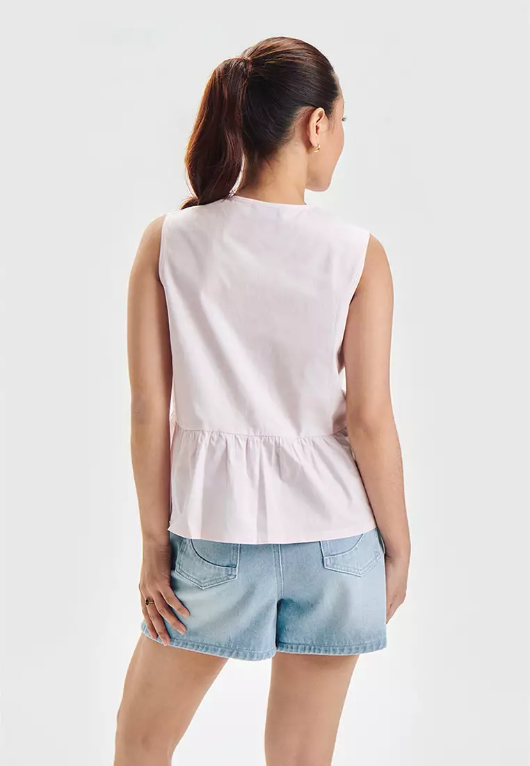 Sleeveless Peplum Top with Bows