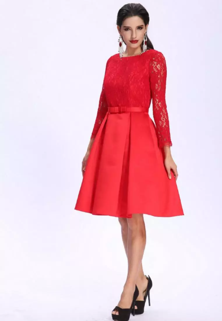Anne F Elegant Lace Long Sleeves Dress 2023 Buy Anne F Online Zalora Hong Kong 7348