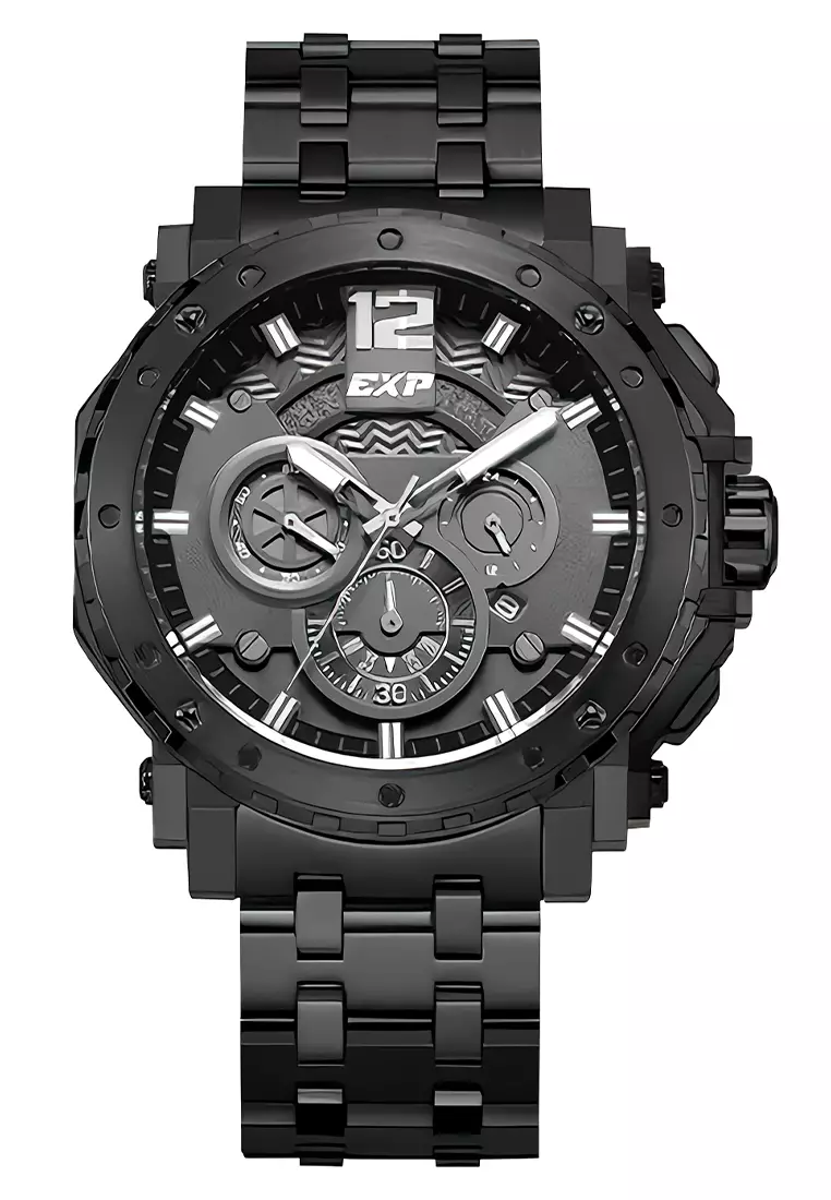 Expedition - Jam Tangan Analog Pria - Black Case Grey Dial Stainless Steel - 6402BCBIPGR