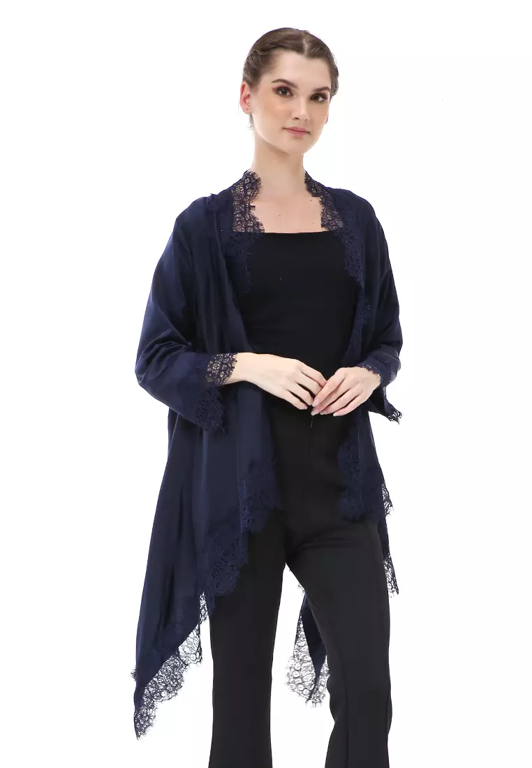 Reine Atasan Wanita Outer Kebaya Traditional Design Material Silk ORIGINAL - Navy