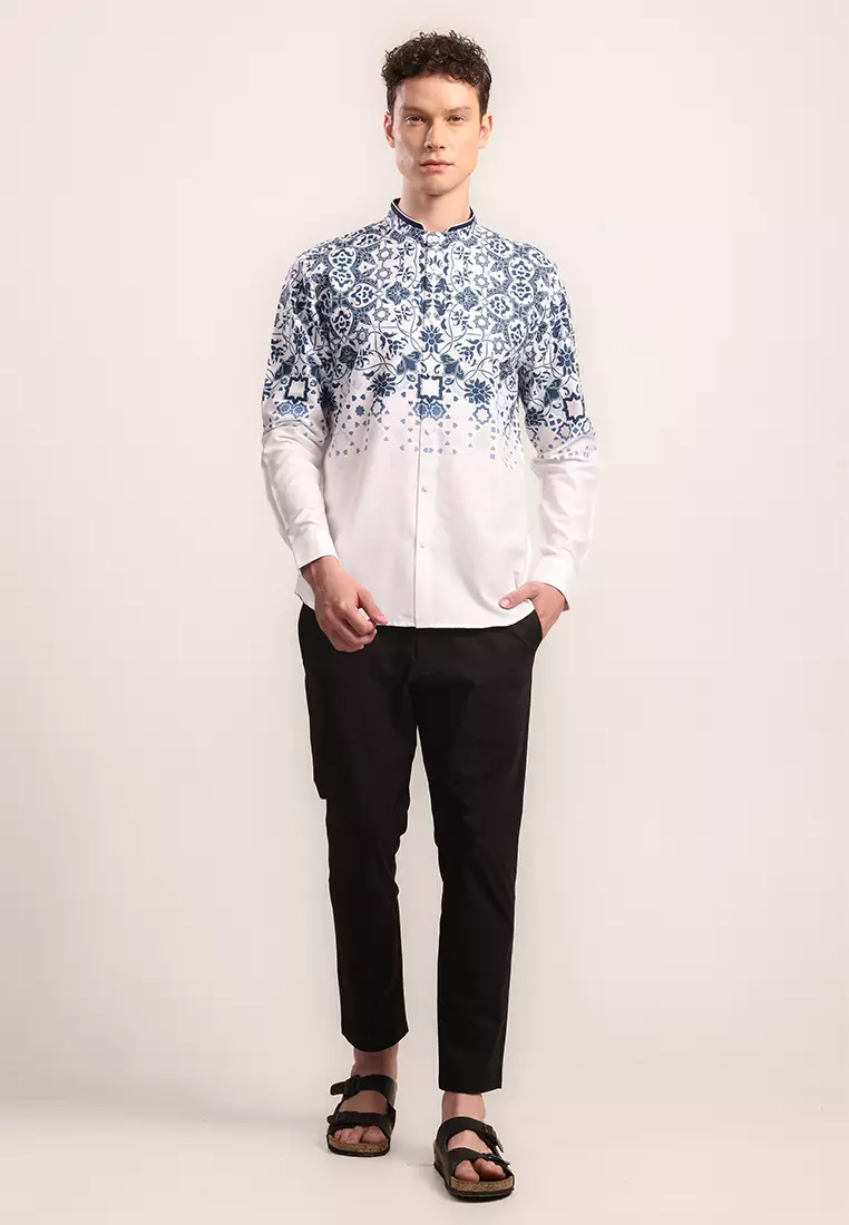 MOC - Kemeja Shanghai Lengan Panjang Pria Farhan - Blue