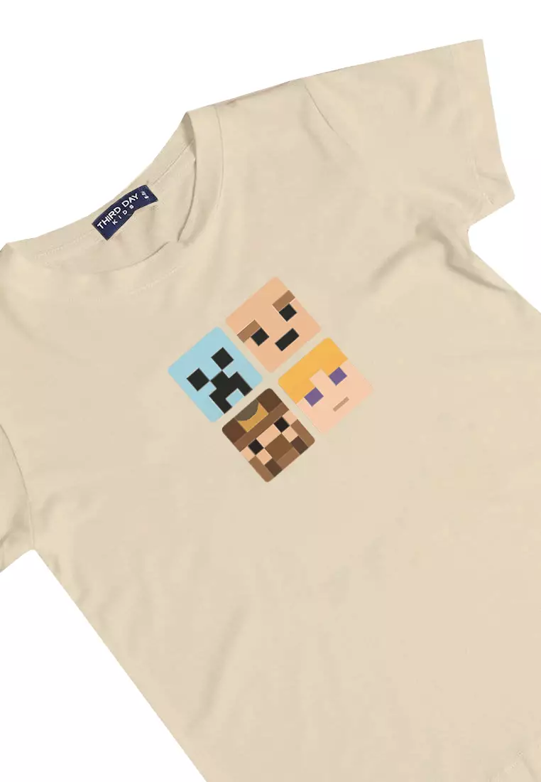 KU146 Kaos Anak Instacool "mc faces" light cream