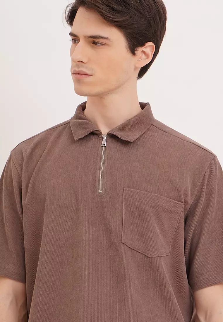 Buy Penshoppe Dress Code Textured Knit Half Zip Polo 2025