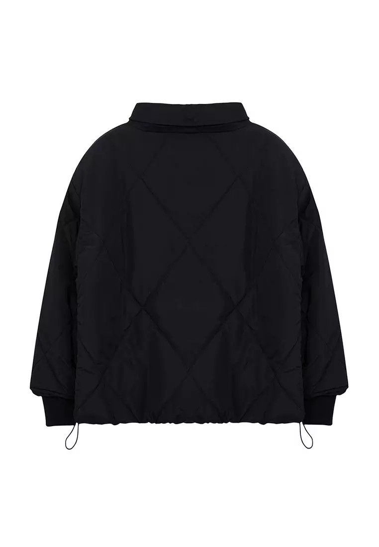 Black Regular Fit Water Repellent Puffer Quilted Plus Size Coat Tbbaw25Aw00002