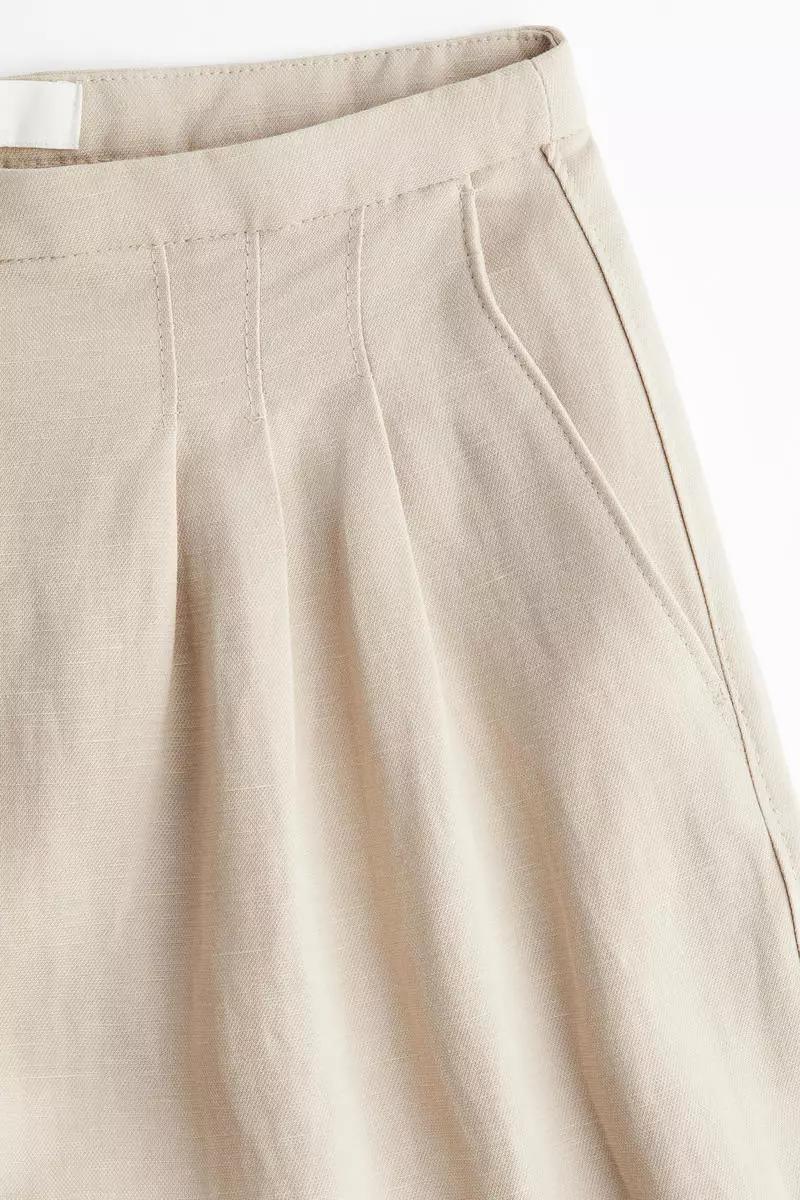 Wide linen-blend trousers