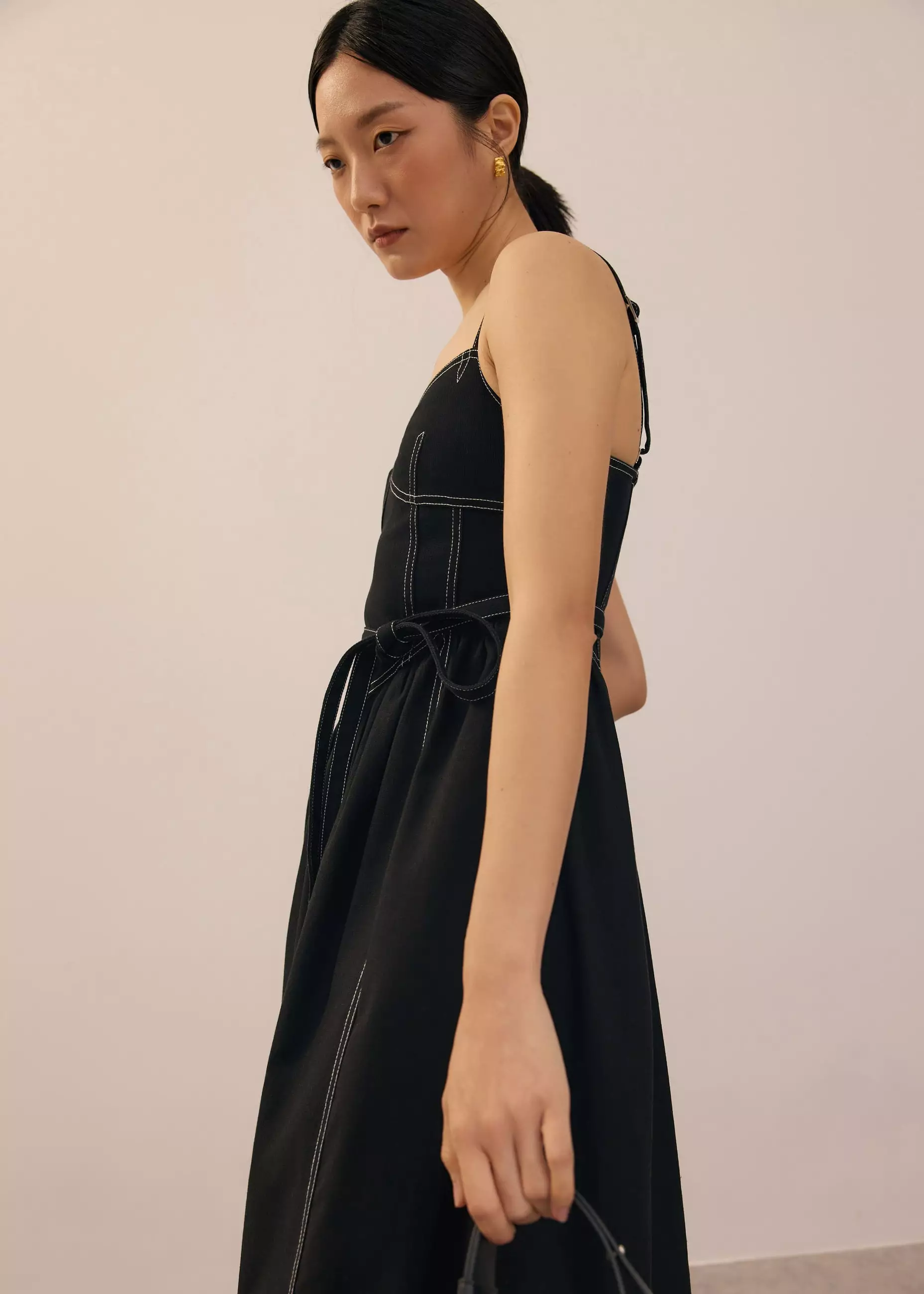 Dress Wanita - Detachable Sash Sweetheart Fit & Flare Midi Dress