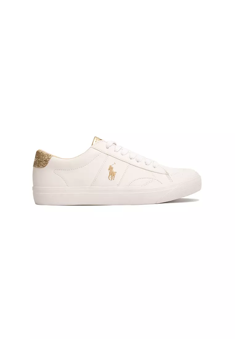 Discount on Polo Ralph Lauren  shoes - SKU: Ryley Sneaker - White/Gold (122710)