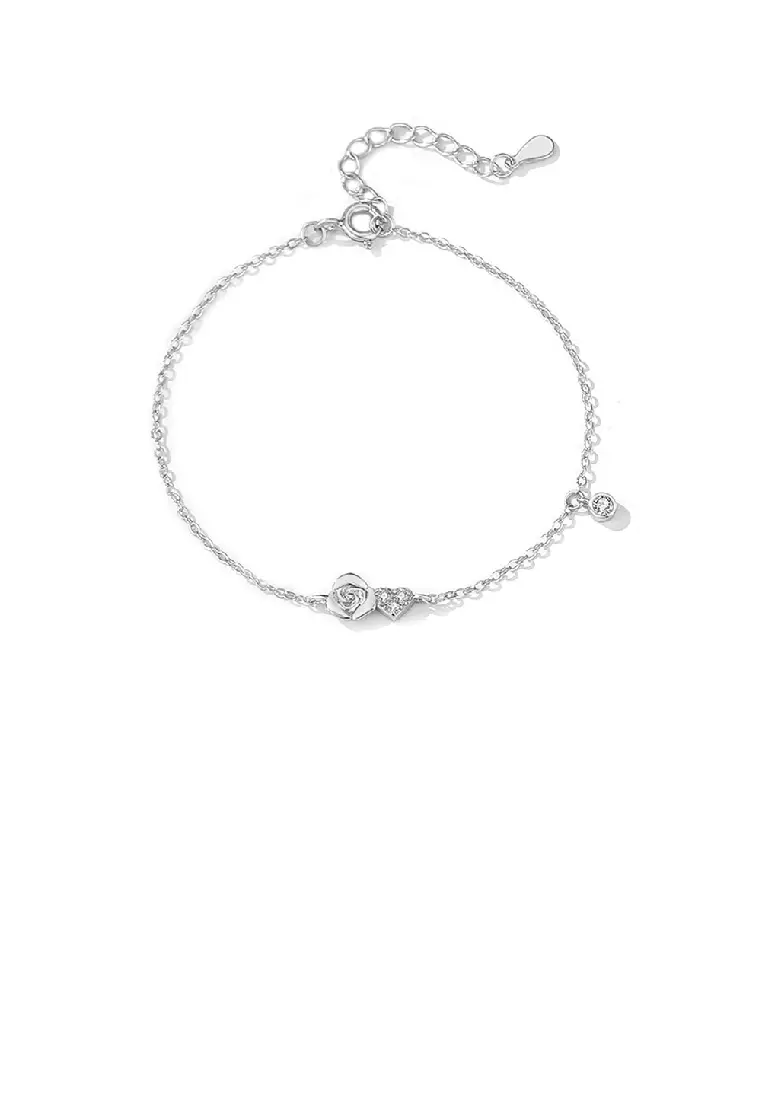 Buy Glamorousky 925 Sterling Silver Simple Romantic Heart Rose