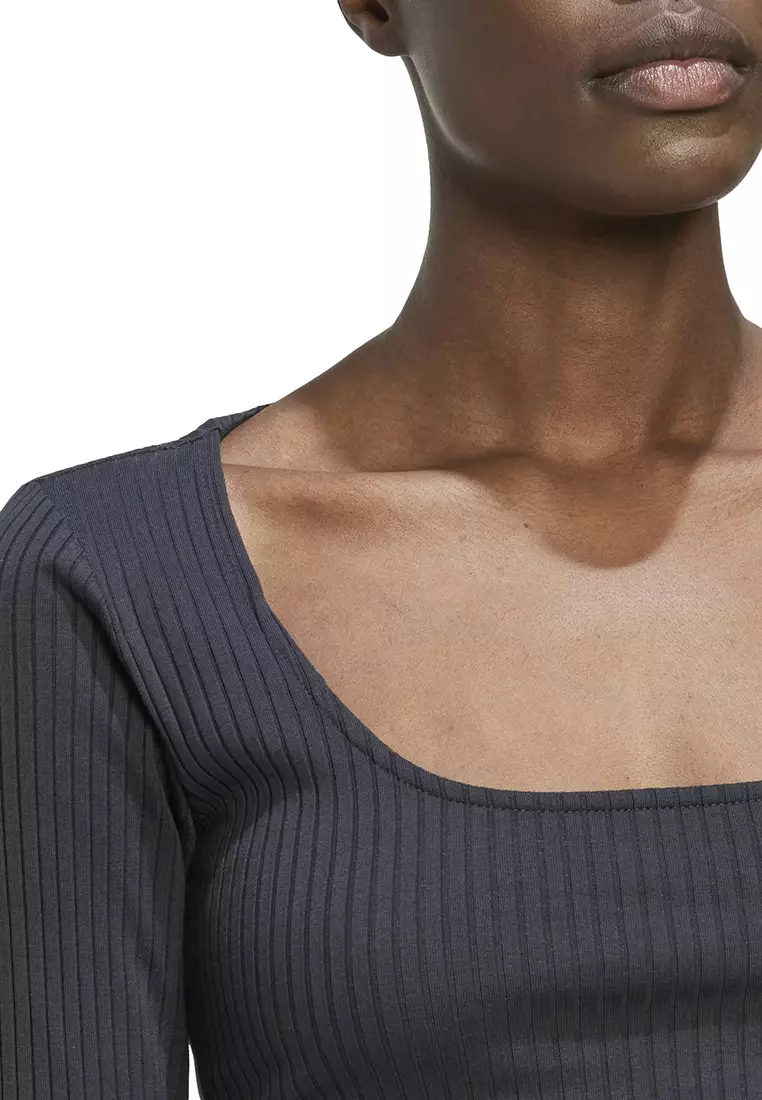 ADIDAS studio lounge ribbed cropped long sleeve top