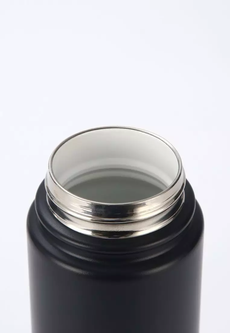Crossing Urban Ceramic S/S Insulated Screw Cap Sports Bottle With Handle 400ml - Ebony (Black)