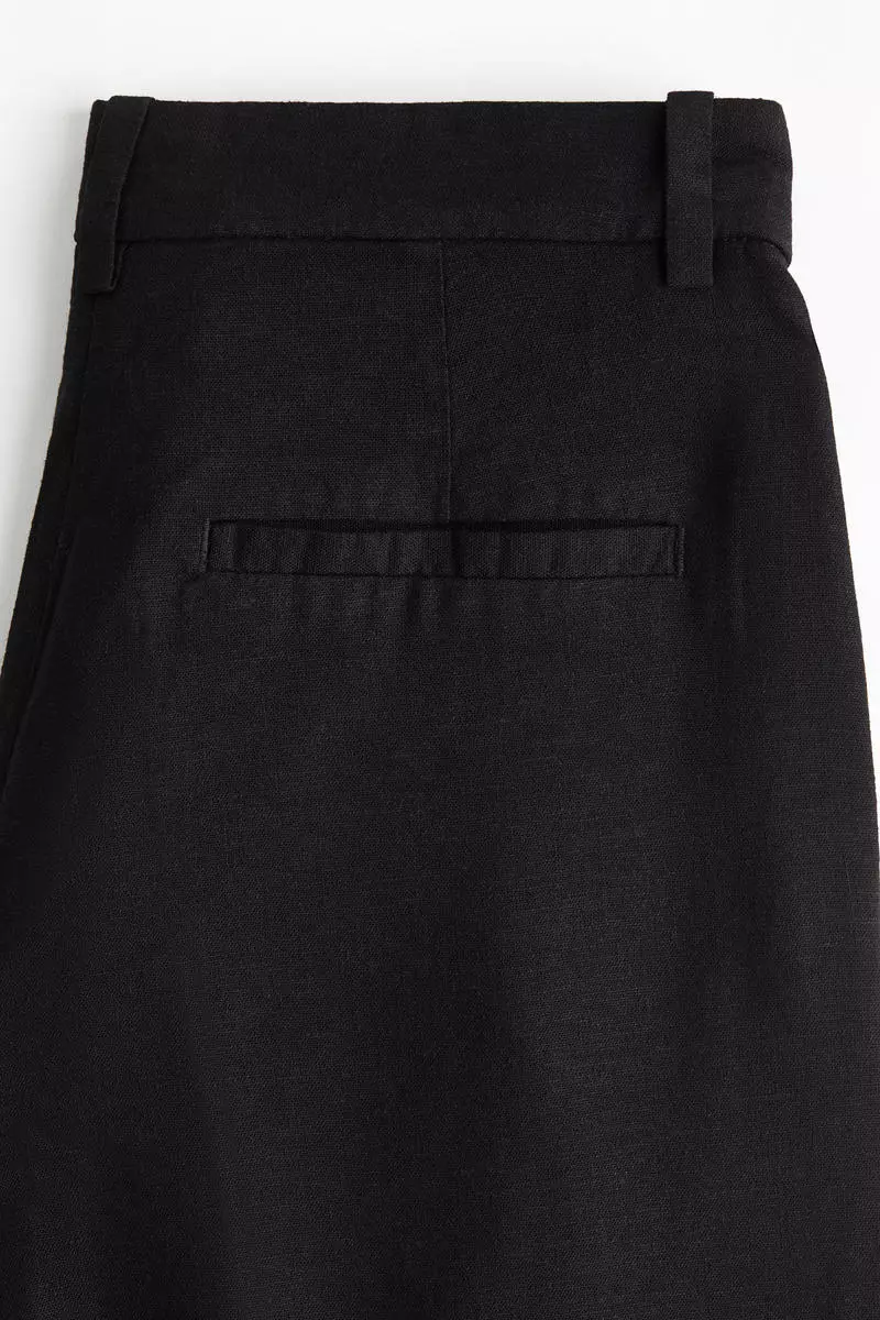 Wide linen-blend trousers