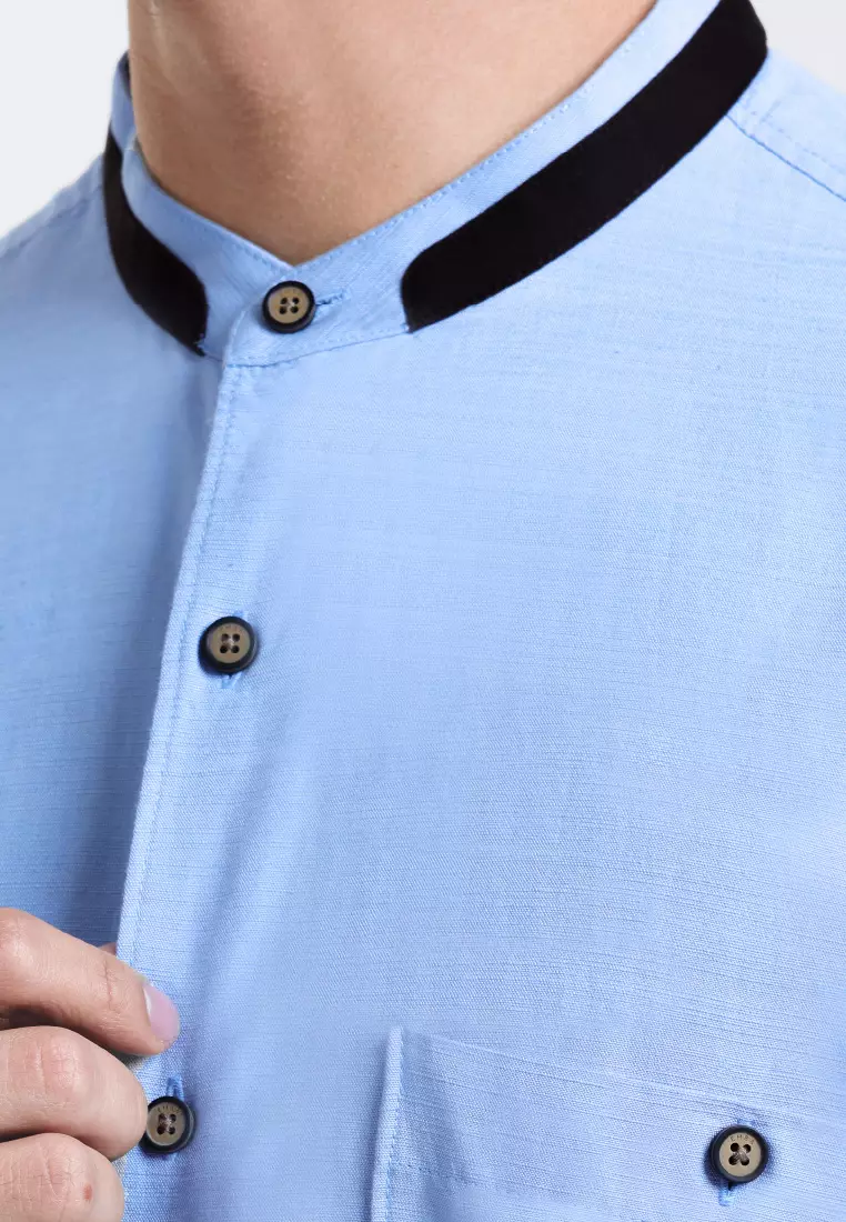 Emba Denim - Aram One Kemeja Koko Pria Lengan Panjang Oversize Blue