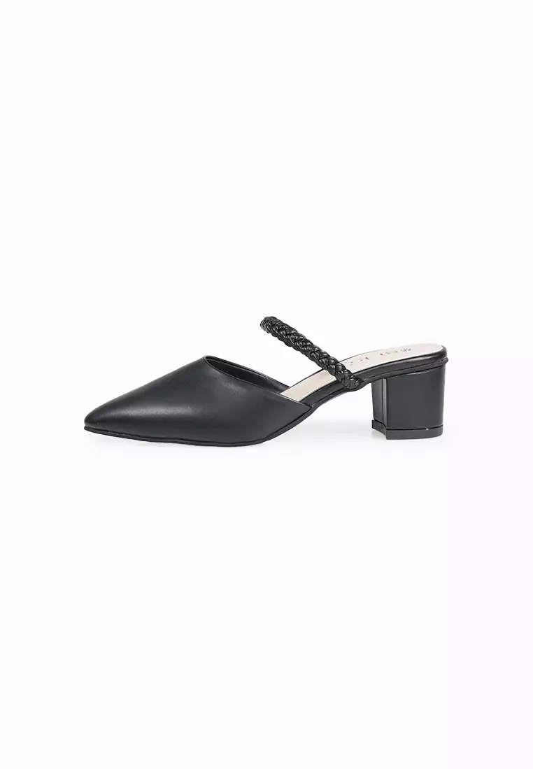 Seis Vania Sandal Mules Heels Wanita - Heels Slip On 5Cm-BLACK