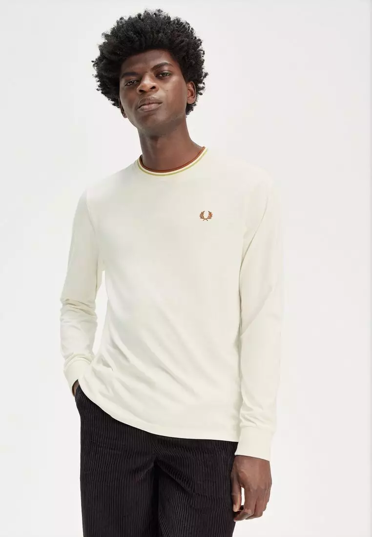FRED PERRY☆ Crepe Pique T-Shirt ECRU Crepe Piqué T-Shirt - Ecru | Men's T-Shirts | Designer T
