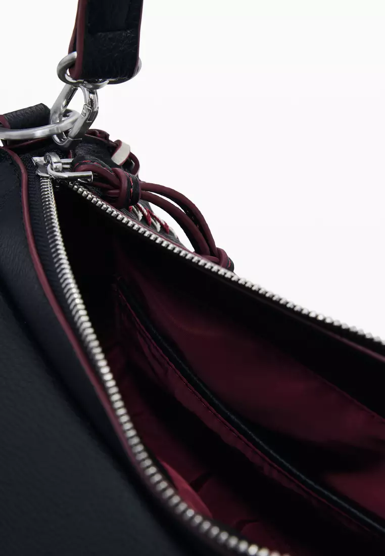 Medium faux leather effect bag with stitching