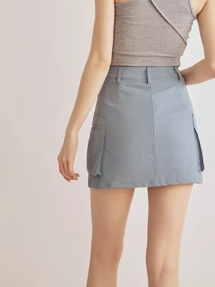 涼感．抗UV大口袋冰河系防曬工裝短裙《CA2940》